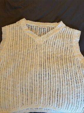 Miss Love Cream Open-Weave Knit Vest